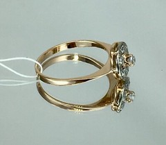 Vintage Original Rose & White Gold Ring with Cubic Zirconia 585 14K Lviv 1990