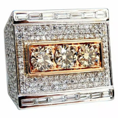 8.06CT Fancy Yellow Green & Vivid White Pave Cubic Zirconia Solid Wedding Ring