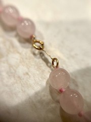 VTG Necklace Rose Quartz Bead Beaded 14K Yellow Gold Clasp Chain Strung Estate