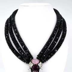 Hanna Bernhard, Haute Couture, Decorative Cross Necklace in Purple/Black