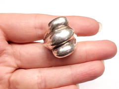 Vintage Modernist Sterling Silver 925 Twisted Dome Puffy Signed Ring sz 8.25