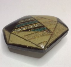 Abstract Lucite Acrylic Pin Brooch Hexagon Shaped 1 7/8 Inch x 1 7/8 Inch Vtg