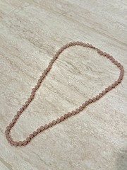 VTG Necklace Rose Quartz Bead Beaded 14K Yellow Gold Clasp Chain Strung Estate