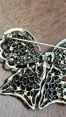 Vintage Weiss Bronze Rhinestone Ribbon Bow Brooch Gold Tone Signed Nice!