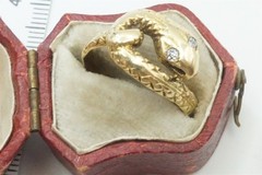 ANTIQUE ENGLISH GEORGIAN 18K GOLD DIAMOND SET COILED SNAKE RING C1800’s