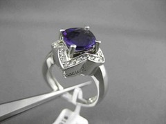 ESTATE LARGE 2.25CTW DIAMOND & AAA AMETHYST 14KT WHITE GOLD FLORAL STAR RING