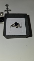 3pc Mixed Jewelry Lot 925 Silver Ring w/ Onyx & Cross, Oval Onyx Pendants