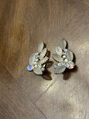 Vintage Juliana? Frosted Clear & AB Rhinestone Cluster Stud Earrings Gold Tone!