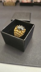 Vintage 18k Gold Ornate Hematite Size 4 ring 1960’s Corletto Italy 7.1 Grams