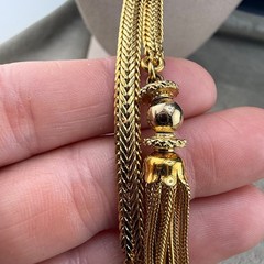 Vintage Monet Necklace Gold Tone Bolo Slide Tassel 20”