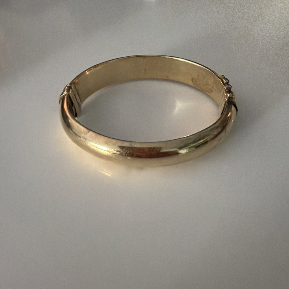 VTG Vermeil 925 HINGED BRACELET HEAVY GOLD PLATED MADE IN ITALY “small Cut!!!”
