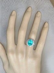 Vintage Filigree Platinum Engagement Ring 4.10ct. Blue Neon Tourmaline Oval Cut