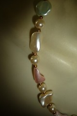 AF#7/6X vtg NECKLACE 8″L BRACELET 6″ L SET FAUX PEARLS POWDER BLUE PINK WHITE