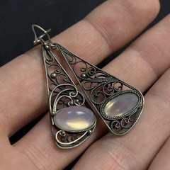 Vintage Filigree Earrings Made in USSR, Soviet Silver-plated