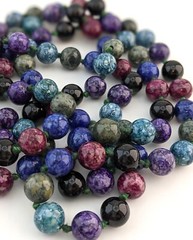 Vintage Beaded Hand Knotted Dyed Stone Necklace 30″ + Long 792