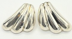 925 Sterling Silver Vintage Earrings Puffy Design Hollow 1.4″x0.6″ inch 10g