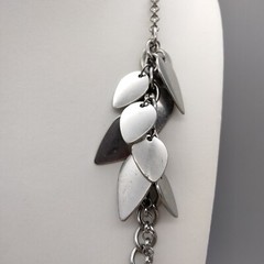 90’s Couture Punk Edgy Silver Tone Asymmetrical Chain Necklace Vintage Club Wear