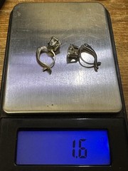 Vintage Sterling Silver Glass Drop Earrings Leverback Closure 1.5g