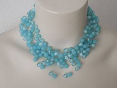 Vintage Necklace Glass Beads Blue 1950S 120.9 G / Approx. 39 Cm