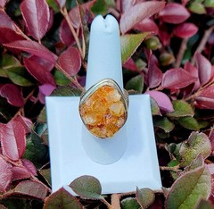 Gorgeous Vintage BARSE 925 Silver Raw Cut Citrine Ring Thailand Bold Brutalist