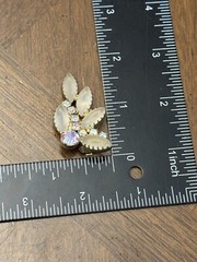 Vintage Juliana? Frosted Clear & AB Rhinestone Cluster Stud Earrings Gold Tone!