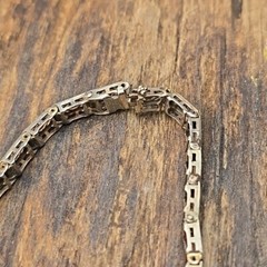 RARE Antique Art Deco Belais 10K White Gold Diamond Onyx Filigree Bracelet