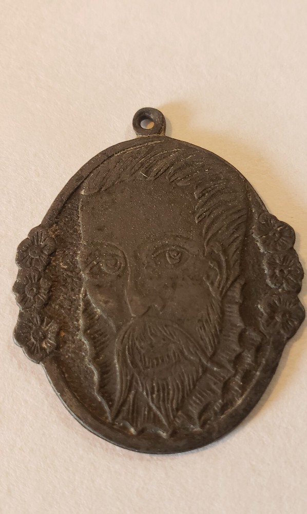 Antique Pendant Spain Man Ruler Or Warrior Or Religious Man Hand Made