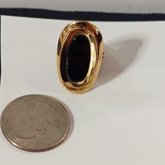 Vintage 18kt G H E Genuine Black Onyx Stone cotail Ring – Size 5.5