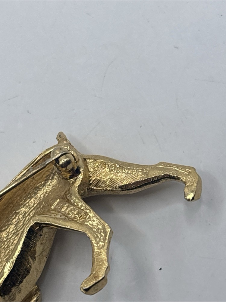 Vintage Marcel Boucher goldtone boxer dog pin brooch