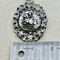 Vintage Pot Metal Horse Medallion Necklace Equestrian Gothic Large Statement