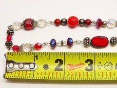 Vintage Necklace Red Clear AB Beaded Crystal Glass Faceted D5381