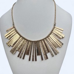 Vintage Liz Claiborne Gold Tone Fringe Collar Statement Necklace