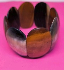 Vintage Animal Natural Bone or Horn Cream Brown Bracelet Handmade