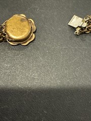 ANTIQUE VINTAGE FESTOON NECKLACE GOLDWASH BRASS FILIGREE ROSETTES DANGLES