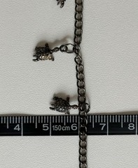 Vintage 925 Sterling Silver Dangling Tiny Turtle Charms Chain Link Bracelet 7.5”