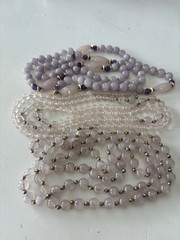 Vintage 14k Yellow Gold Lavender Jade/Rose Quartz Gold Ball Beaded Necklaces Lot