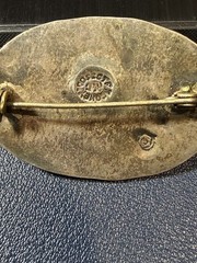 Vintage Mexico Sterling Silver Abalone Shell Oval Brooch Eagle Mark