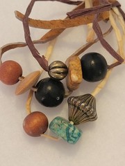 Vtg Boho Dangle Earrings Mixed Beaded Leather Wood Metal Stone Fashion Jewelry