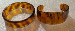 Vintage All Faux Tortoise Shell Lucite Old Plastic Bangle Cuff Bracelet Big Lot