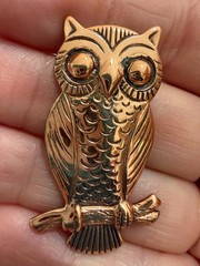 Vintage Solid Copper Owl Pendant Necklace Mid Century 1970s Nature Wildlife Boho