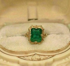 3.00Ct Lab Created Green Emerald Engagement 14K Yellow Gold Finish Ring