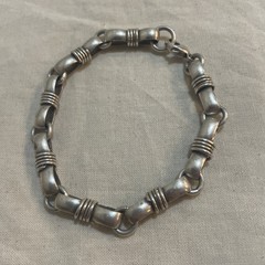 Vintage Estate 925 Sterling Silver Bow Tie Link Artisan Bracelet 7.75″ 20g