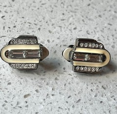 Givenchy Art Deco Clip-On Earrings & Baguette Crystals Rhinestones READ