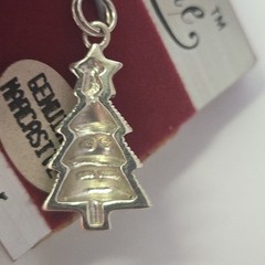 Jezlaine Sterling Silver Dainty Christmas Tree Charm NOS Marcasite Pendant