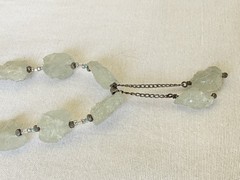 Vintage Natural Prehnite Gemstone Necklace Signed Chipita 18 Inch Plus Drop