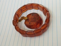 NATURAL OLD pressed ANTIQUE BALTIC AMBER BRACELET. Pendant