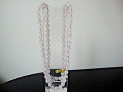 VINTAGE 1980s HAND STRUNG HAND KNOTTED 8mm ROSE QUARTZ 30″ ENDLESS BEAD NECKLACE