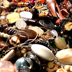 1/2LB Jewelry TREASURE Lot with Earthy & Warm Amber, Brown golden Autumn theme