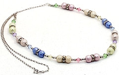 925 Austrian Crystals/Rhinestones/Beads on Chain Necklace, 22″ Free Ship! #625