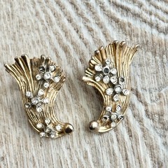 Hobe Cleopatra Rhinestone Flowers Bracelet & Earrings Has Wear Missing Gems Rare